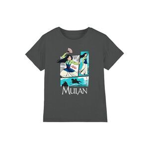 Mulan Childrens/Kids Action Panels T-Shirt / Charcoal